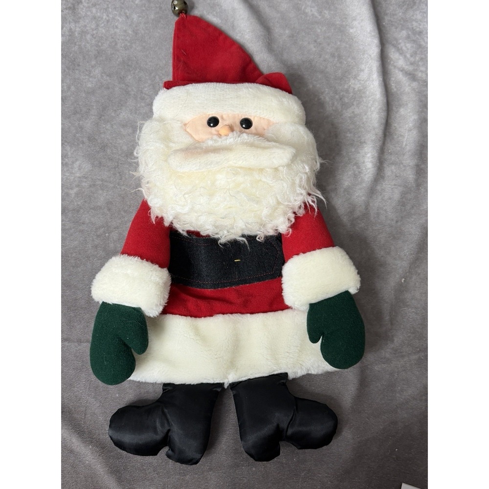 Vintage 1981 Hallmark Hanging Plush Santa Christmas Card Holder Bag Stocking